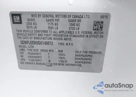 2016 Chevrolet Equinox Ls z USA, uszkodzony, nr VIN 2GNFLEEK8G6149872